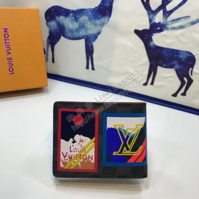 LV錢包 頂級原單 N60097 路易威登法文字首絲印 LV棋盤格系列 LV男士錢包 LV短錢夾  ygqb1007